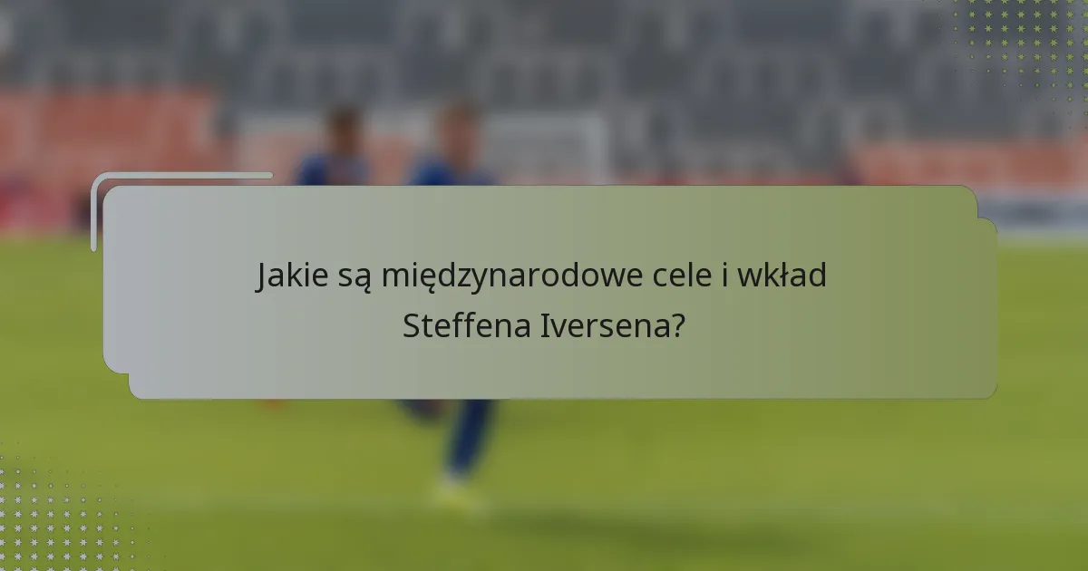 Jakie są międzynarodowe cele i wkład Steffena Iversena?