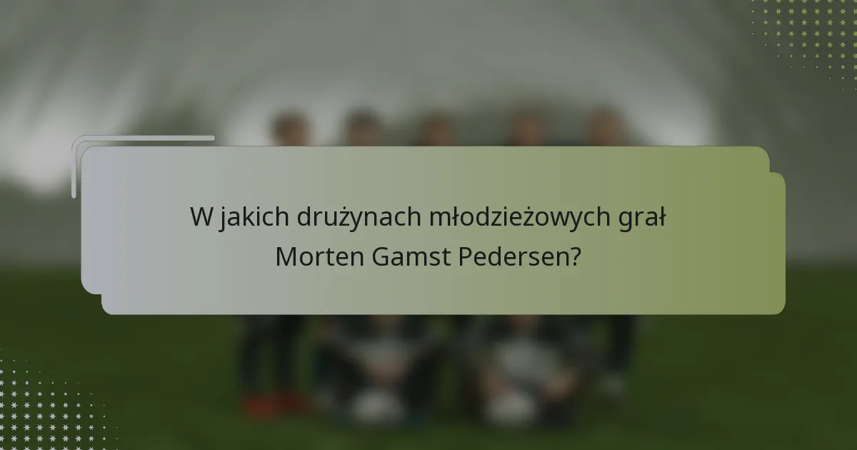 W jakich drużynach młodzieżowych grał Morten Gamst Pedersen?